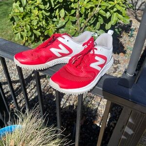 New Balance Red and White Athletic Shoes with Lightweight Design